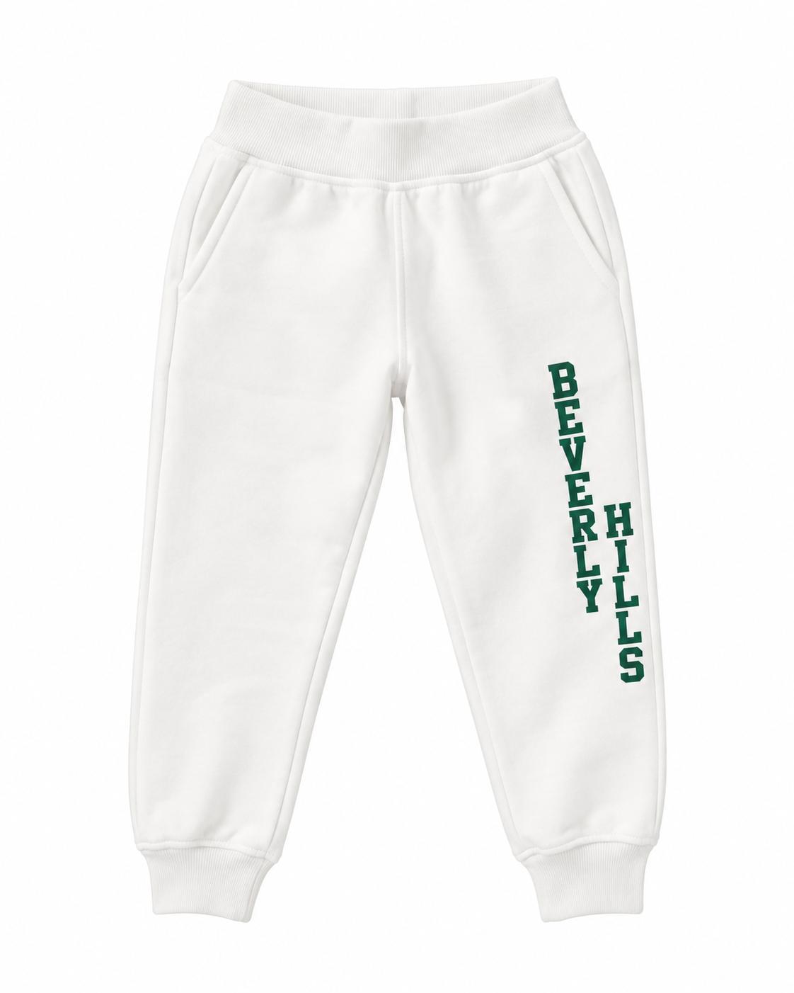 Beverly Hills Pants for kids White With Green Letters