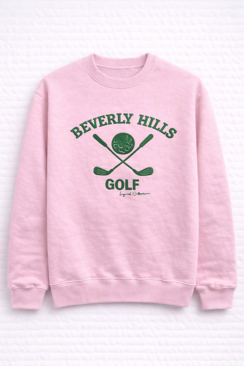 Beverly Hills Sweatshirt Golf Pink With Green puff