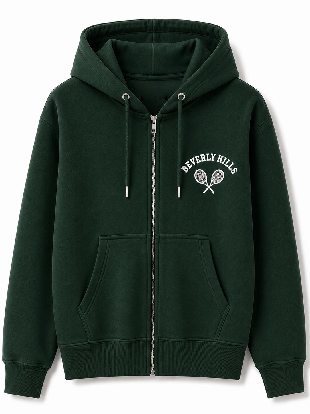 Tennis White Beverly Hills Zipper Sweater Beverly Hills Zipper 90210 With Green Letters