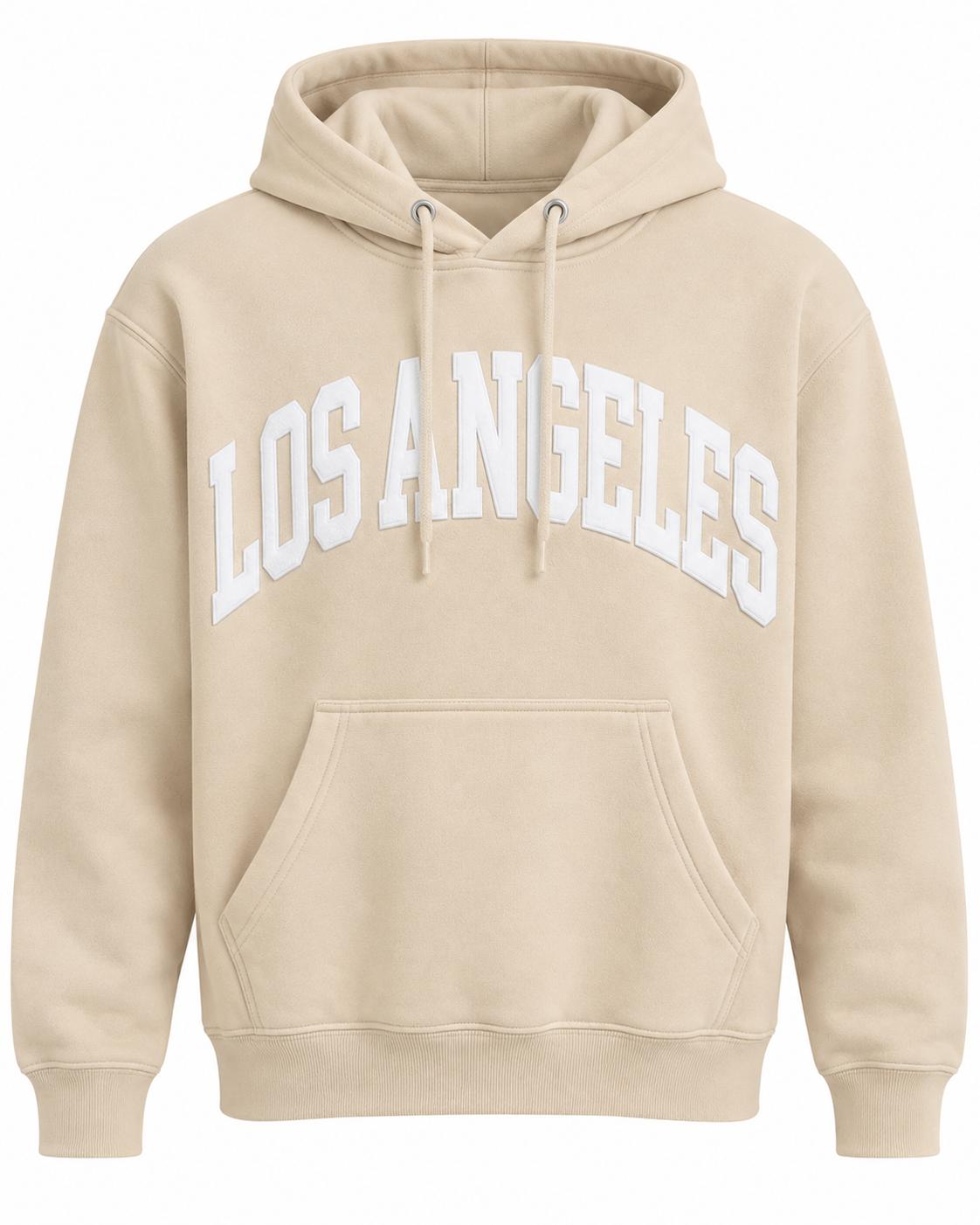 Los Angeles Beige With White Hoodie Puff