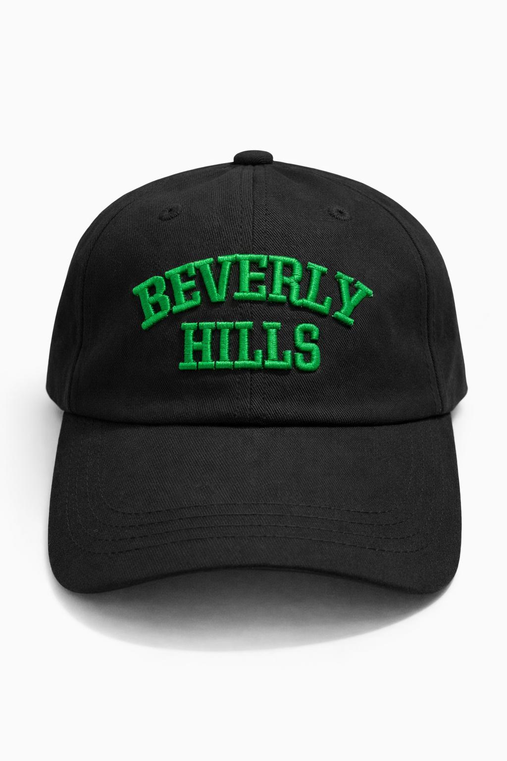 Beverly Hills Dad Cap Black With Green Embroidery Adjustable