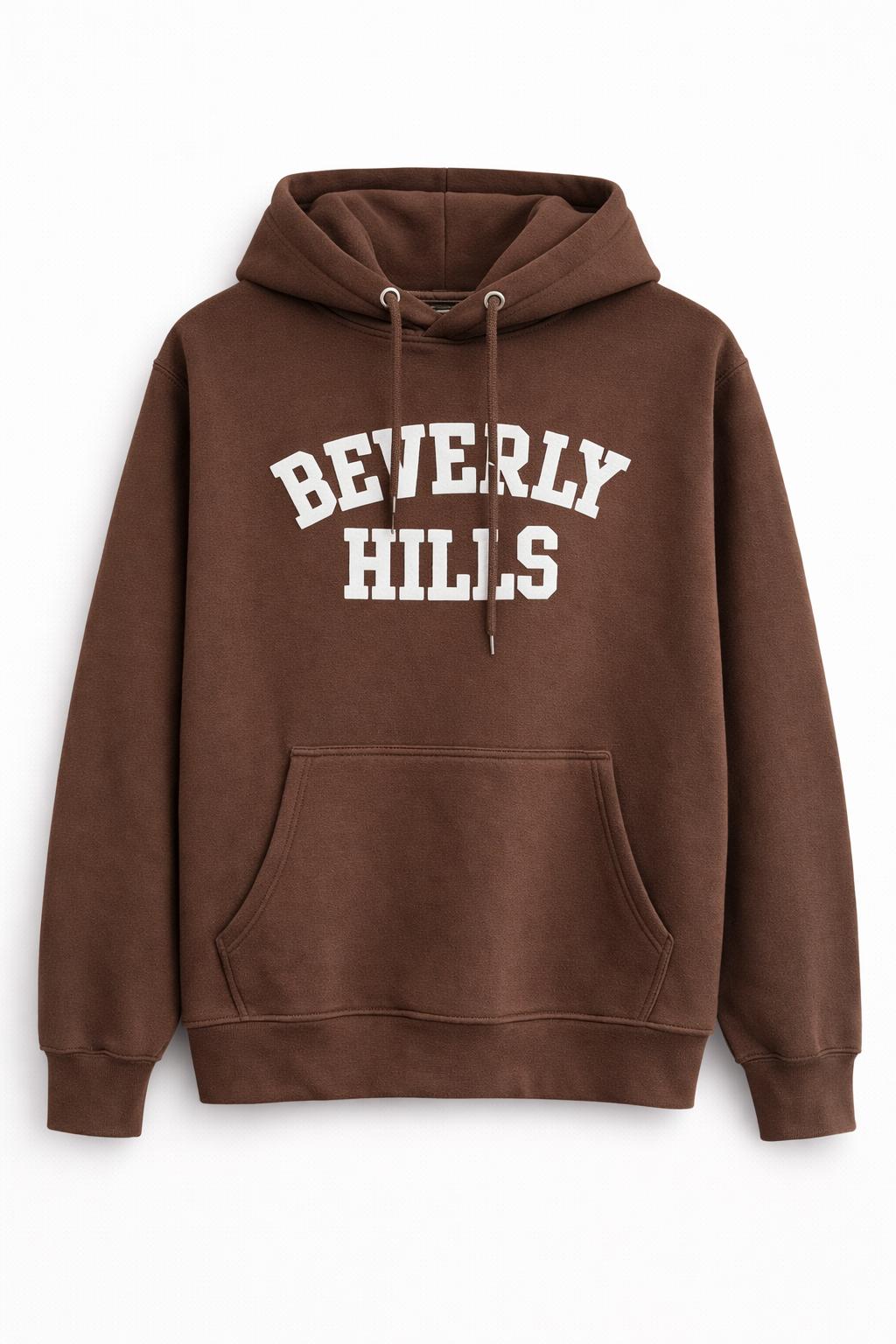 Original beverly hills Brown Chocolate With White Hoodie Puff