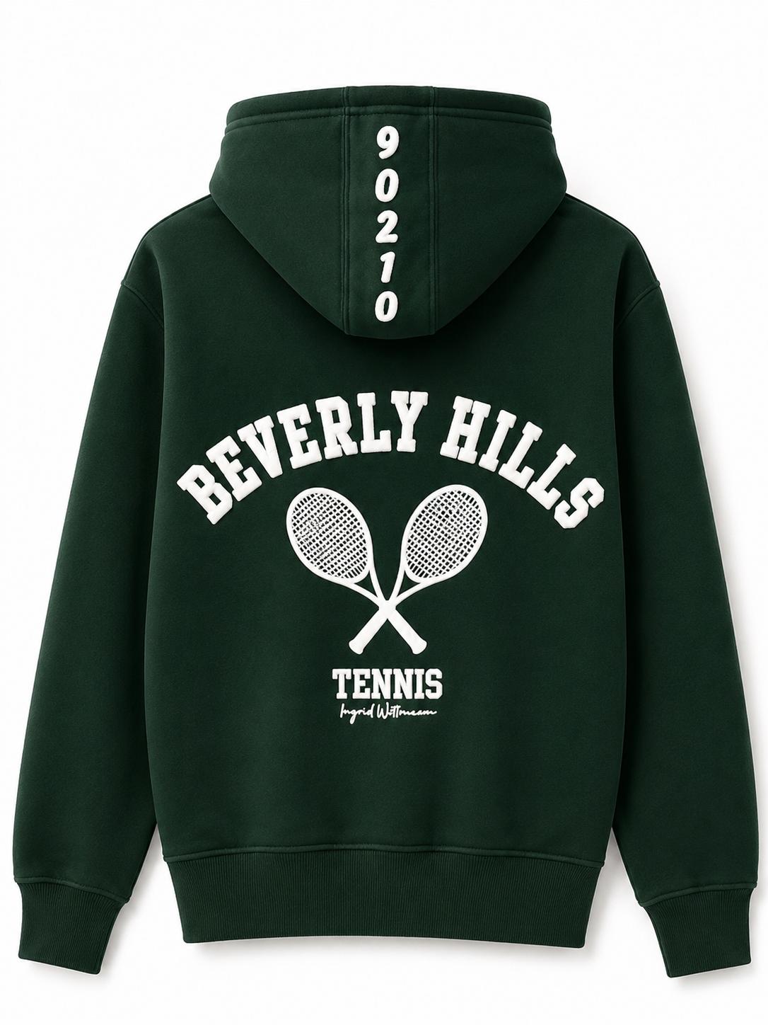 Tennis White Beverly Hills Zipper Sweater Beverly Hills Zipper 90210 With Green Letters