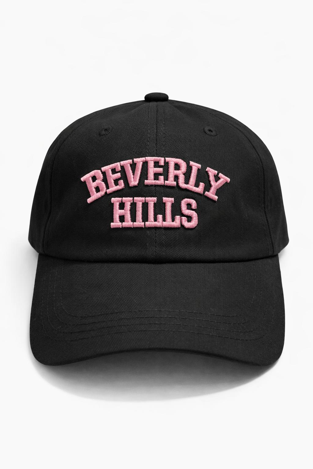 Black hat with pink embrodery beverly hills 90210