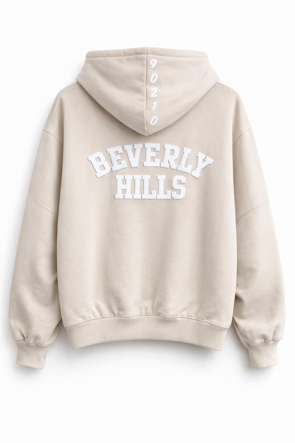 Beverly Hills Heavyweight Hoodie Sandshell With White