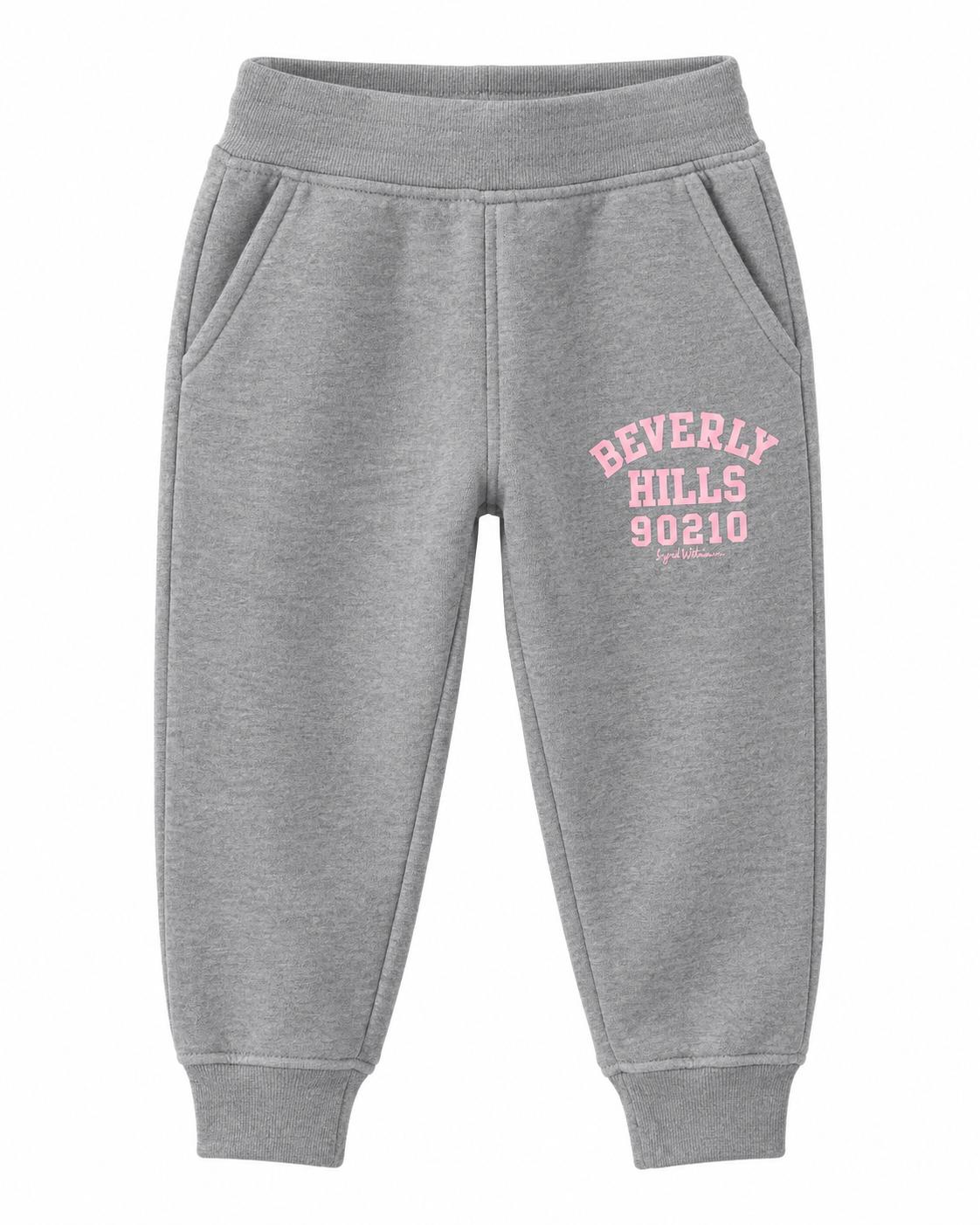 Beverly Hills Pants for kids Gray With Pink Letters