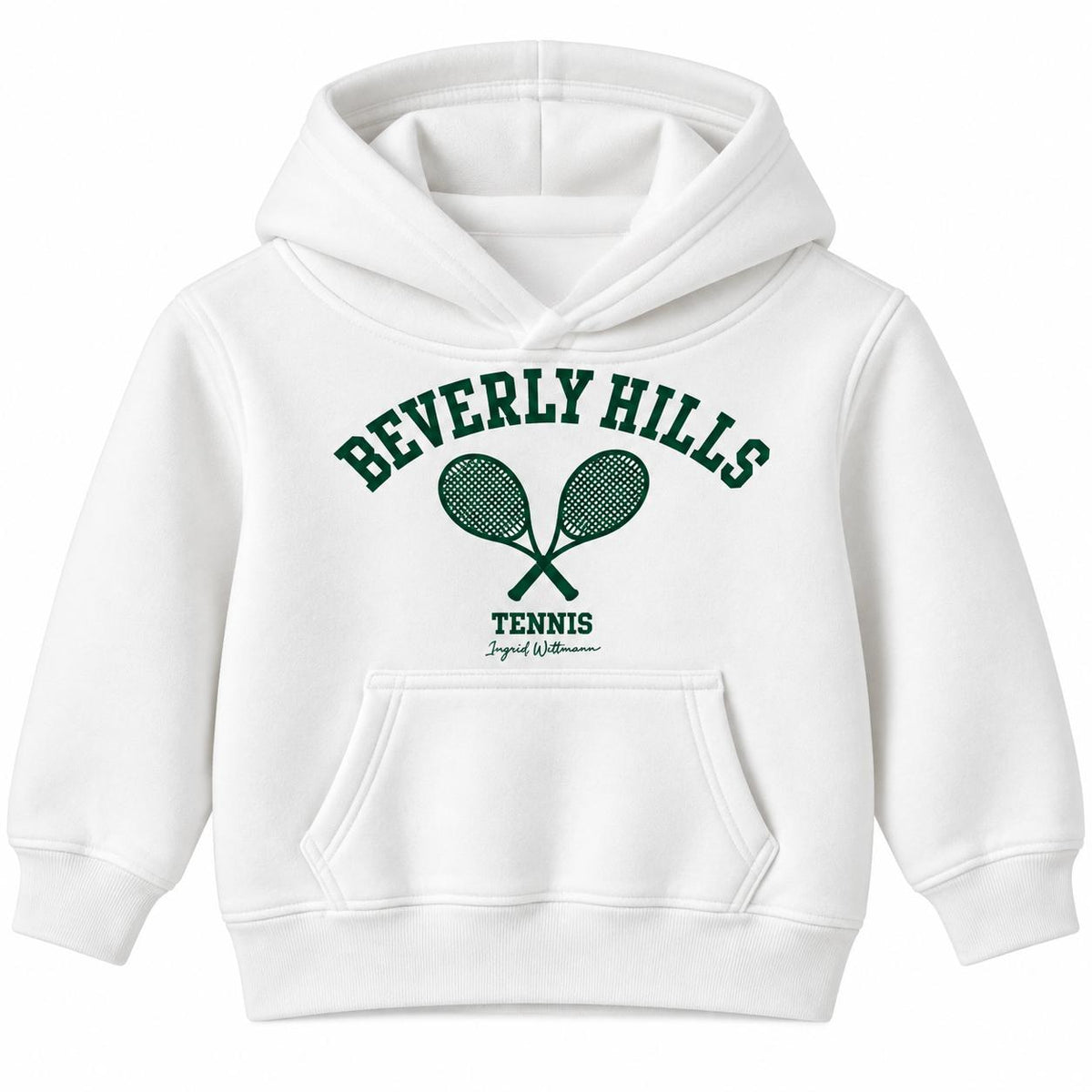 Beverly Hills Hoodie for kids White with Green Letters Tennis