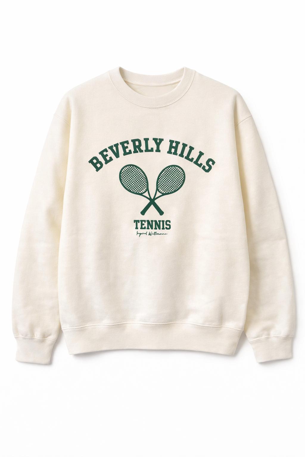 Beverly Hills Sweatshirt Tennis Cream With Green