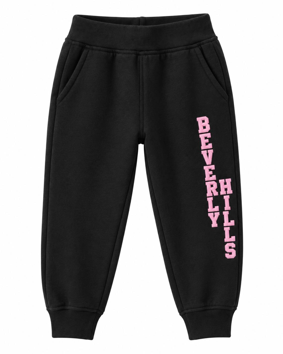 Beverly Hills Pants for kids Black With Pink Letters