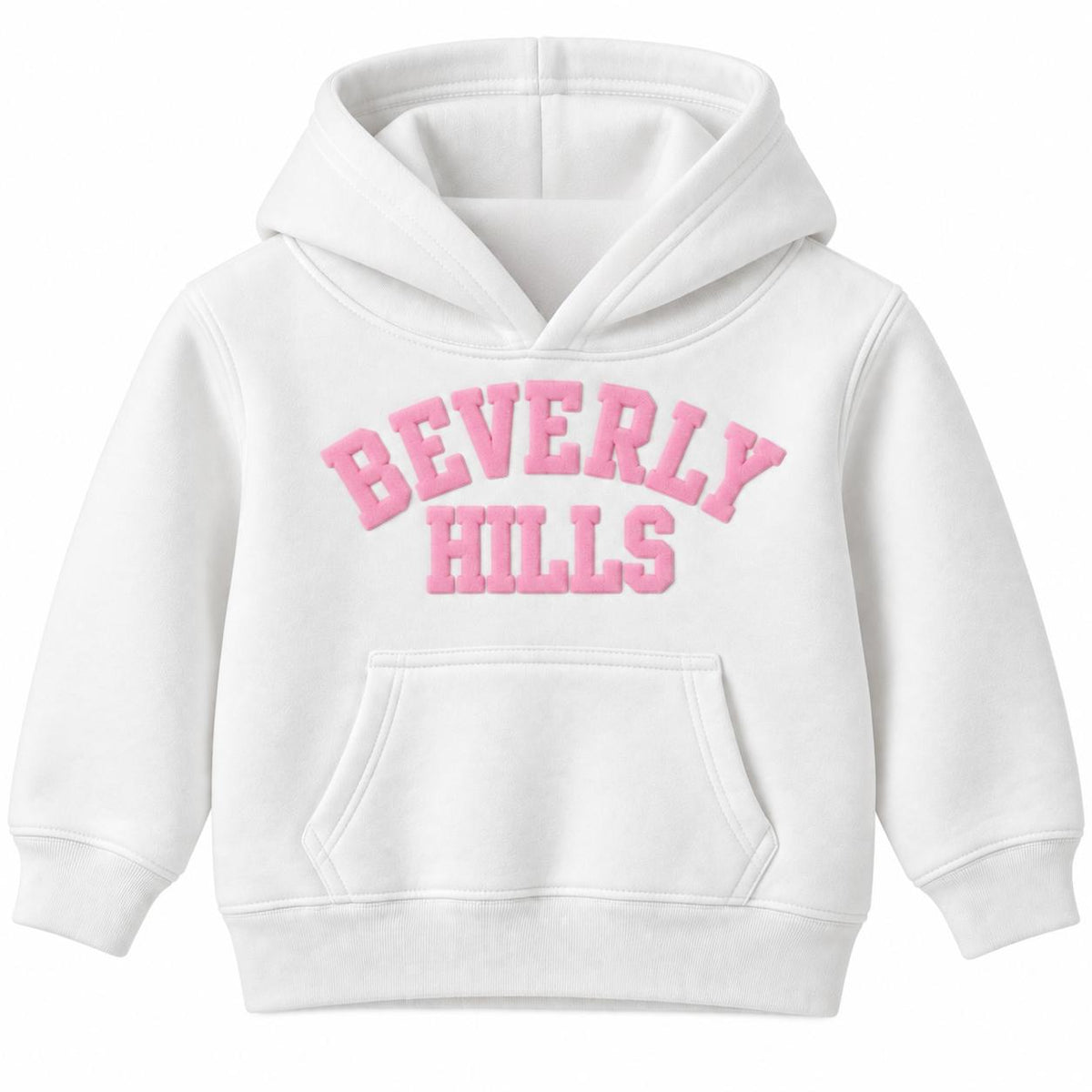 Beverly Hills Hoodie for kids White With Pink Letters