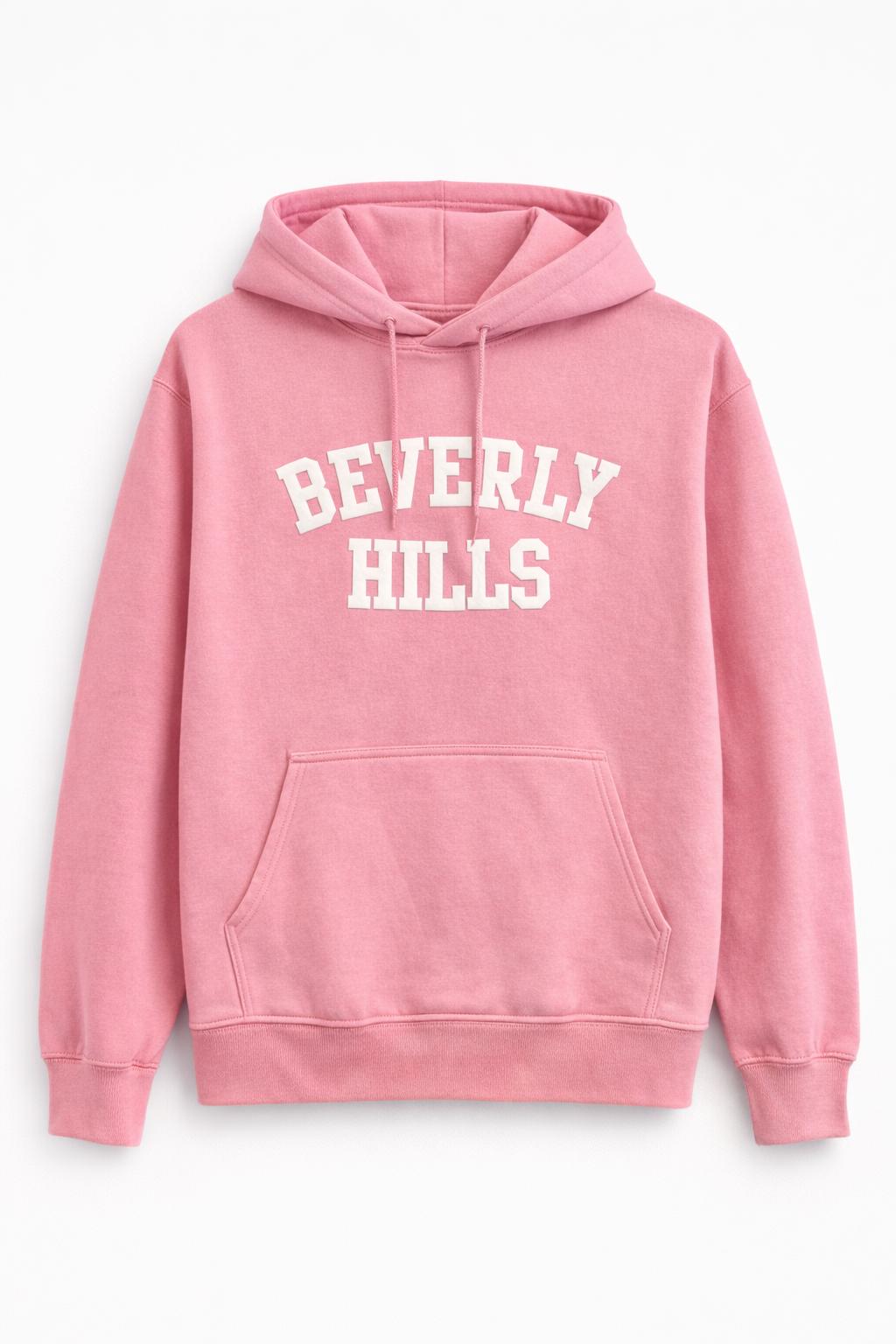 Original Beverly Hills pink with White Puff Hoodie