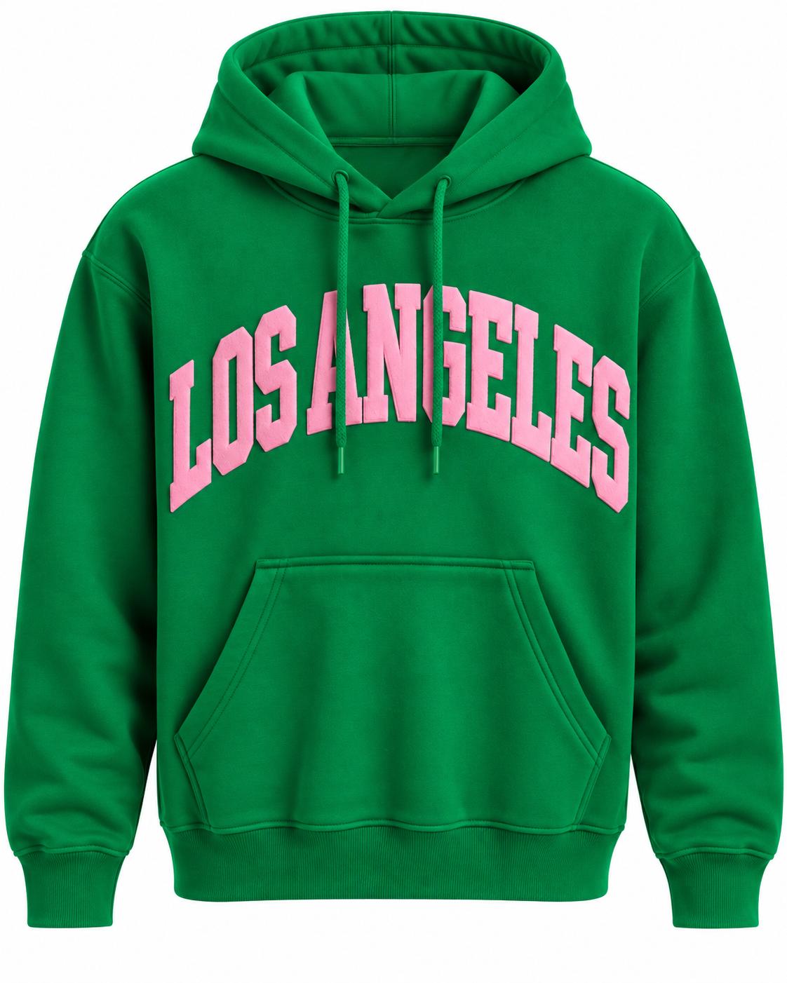Los Angeles Green With Pink Hoodie Puff
