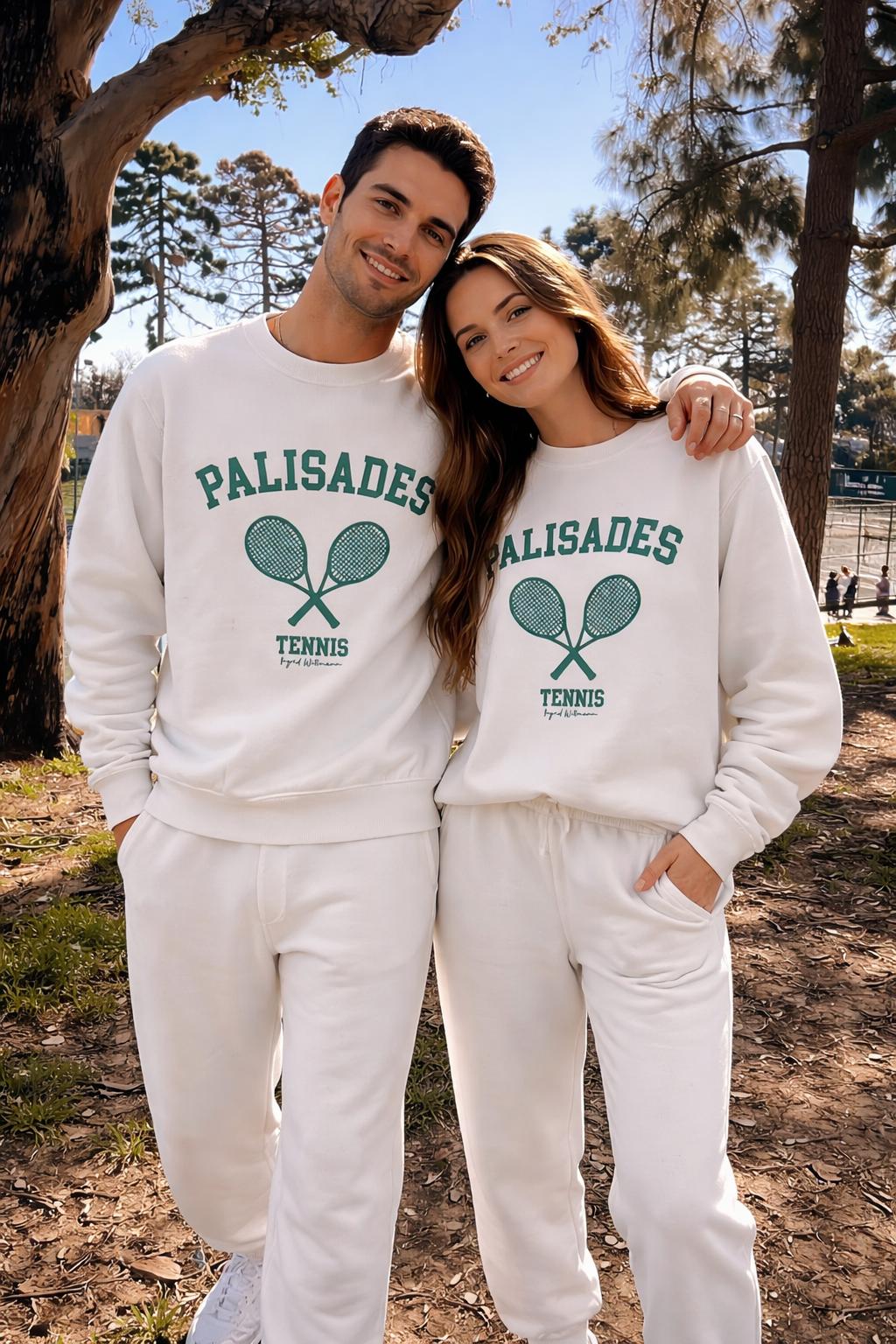 Palisades Sweatshirt Tennis White With Green