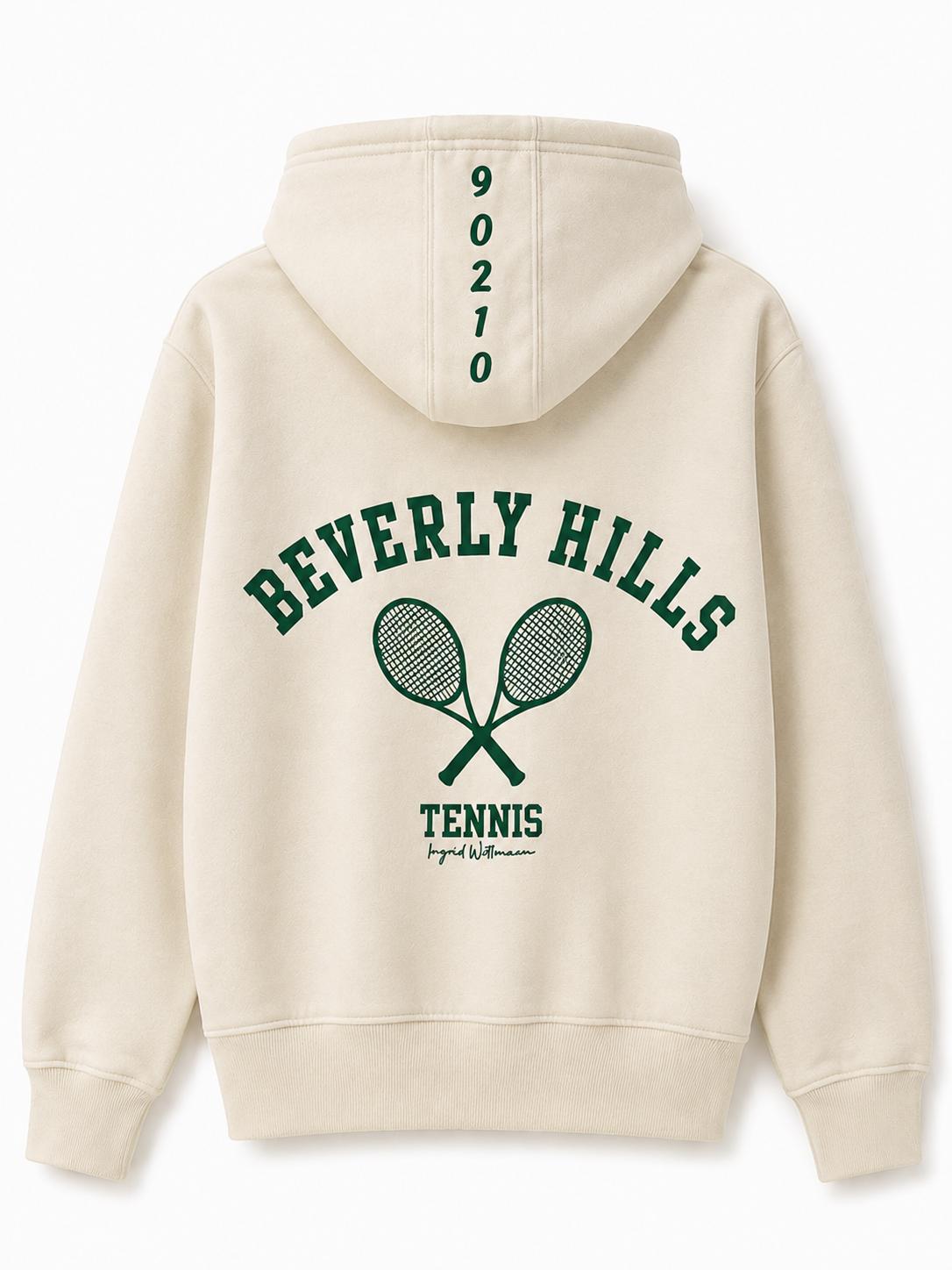 Tennis White Beverly Hills Zipper Sweater Beverly Hills Zipper 90210 With Green Letters