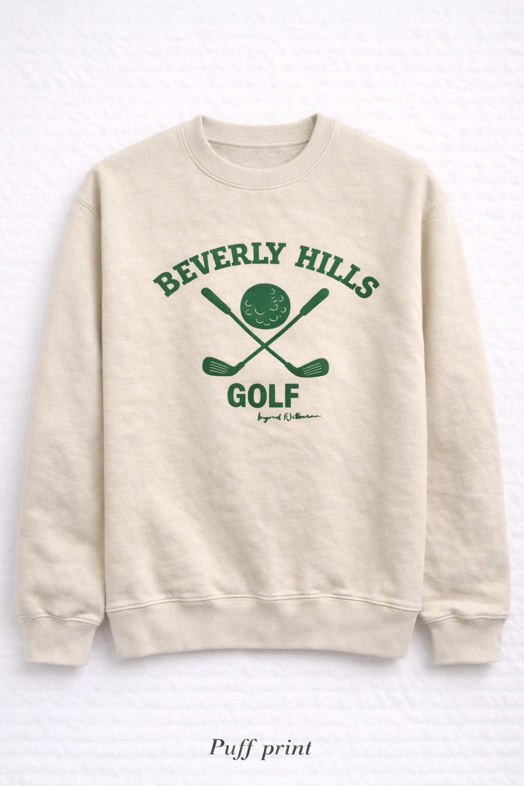 Beverly Hills Sweatshirt Golf Beige With Green puff