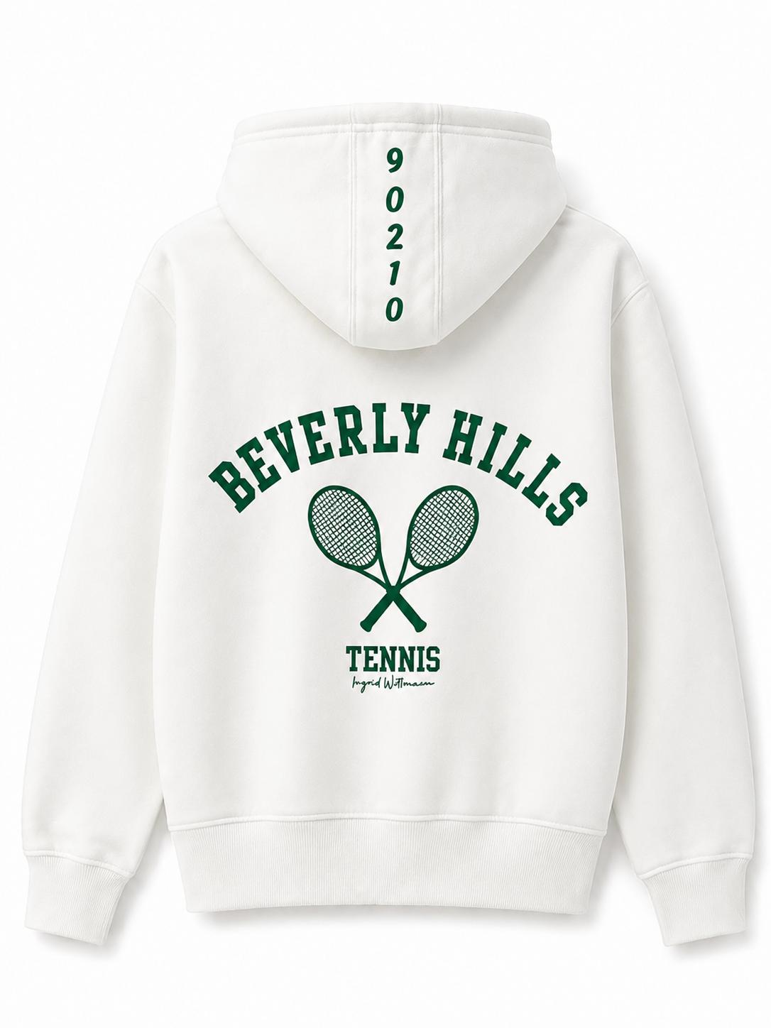 Tennis White Beverly Hills Zipper Sweater Beverly Hills Zipper 90210 With Green Letters