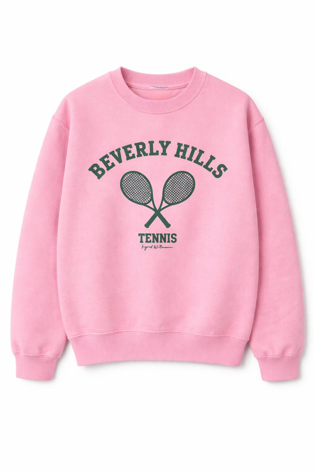 Beverly Hills Pullover Sweatshirt Pink With Green Tennis
