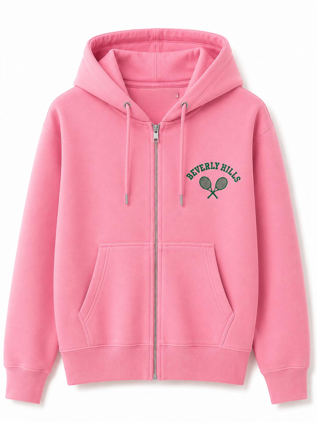 Tennis White Beverly Hills Zipper Sweater Beverly Hills Zipper 90210 With Green Letters