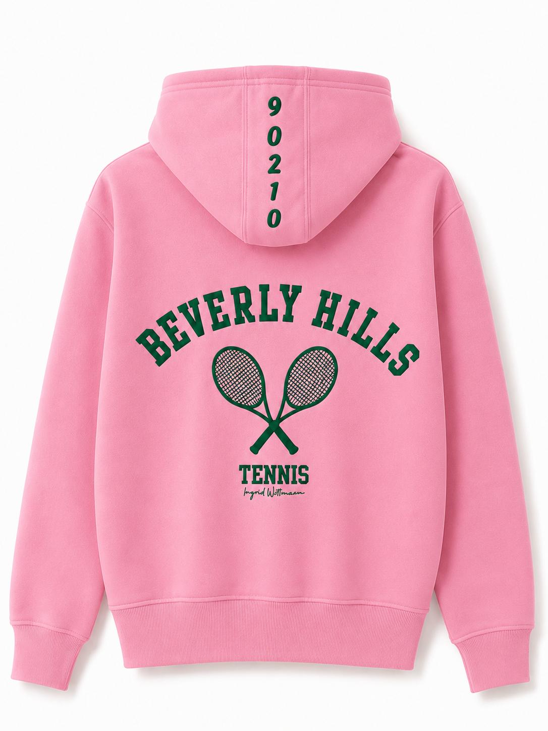 Tennis White Beverly Hills Zipper Sweater Beverly Hills Zipper 90210 With Green Letters