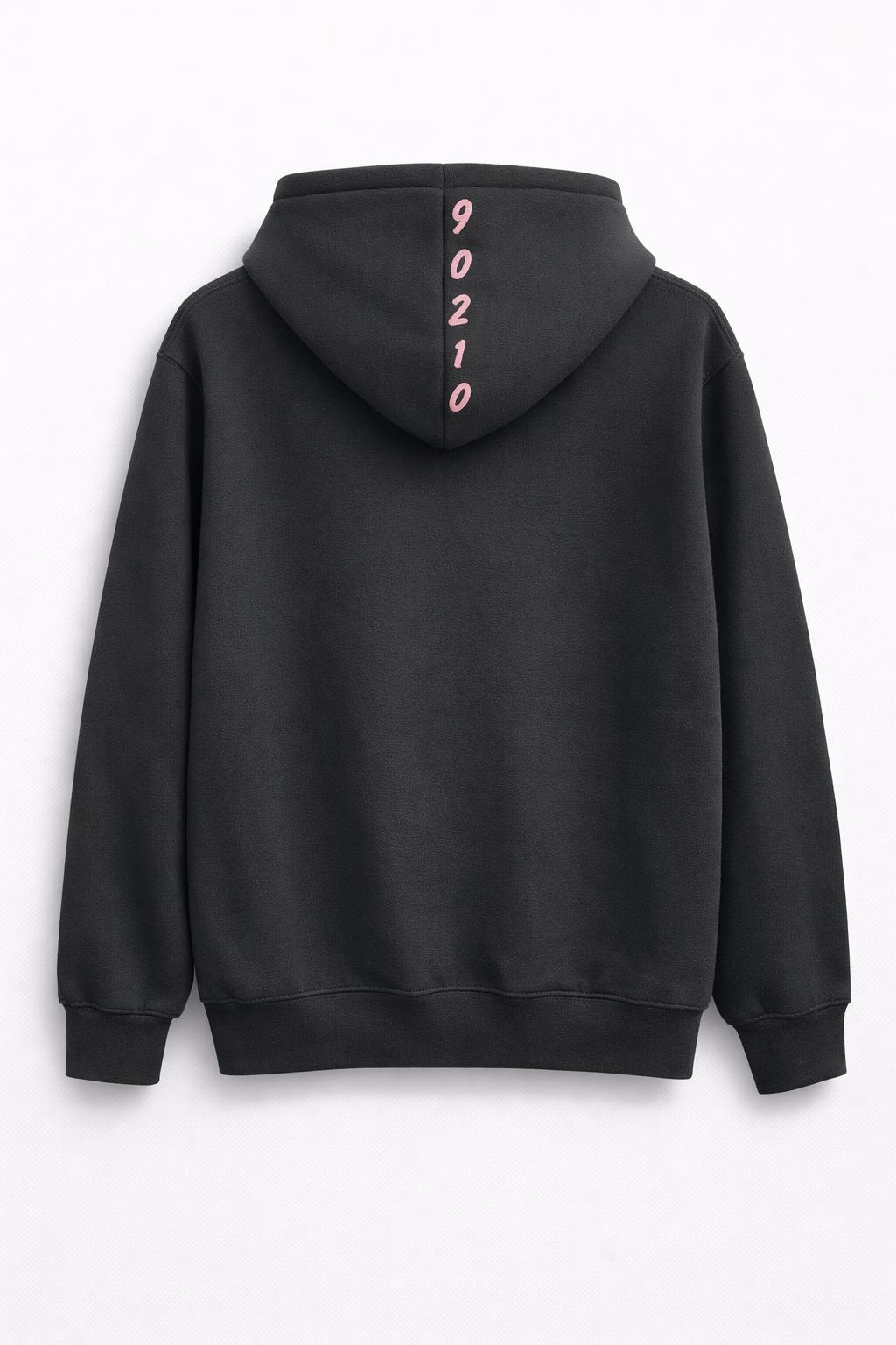 Beverly Hills Black With Pink Puff Hoodie