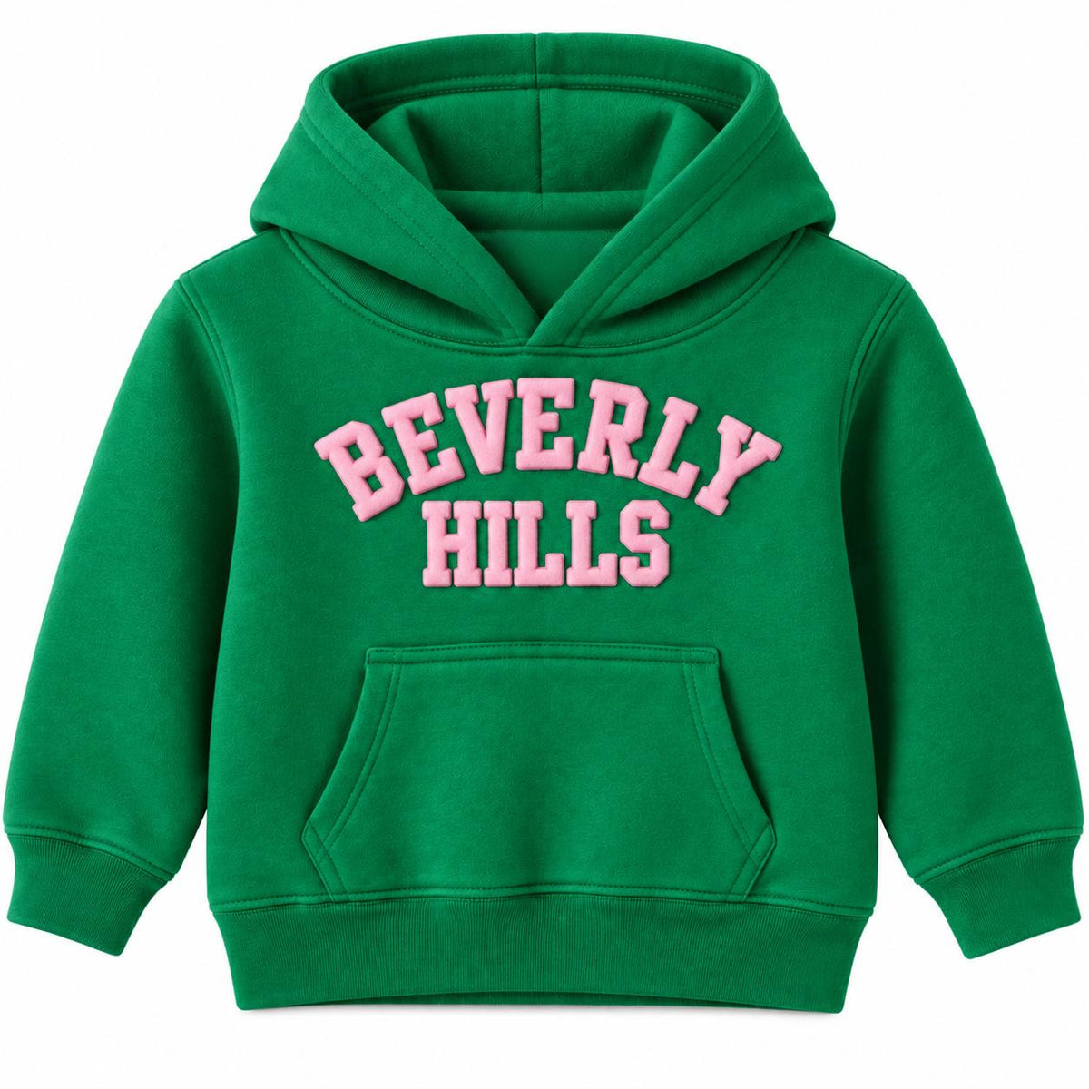 Beverly Hills Hoodie for kids Green with Pink Letters
