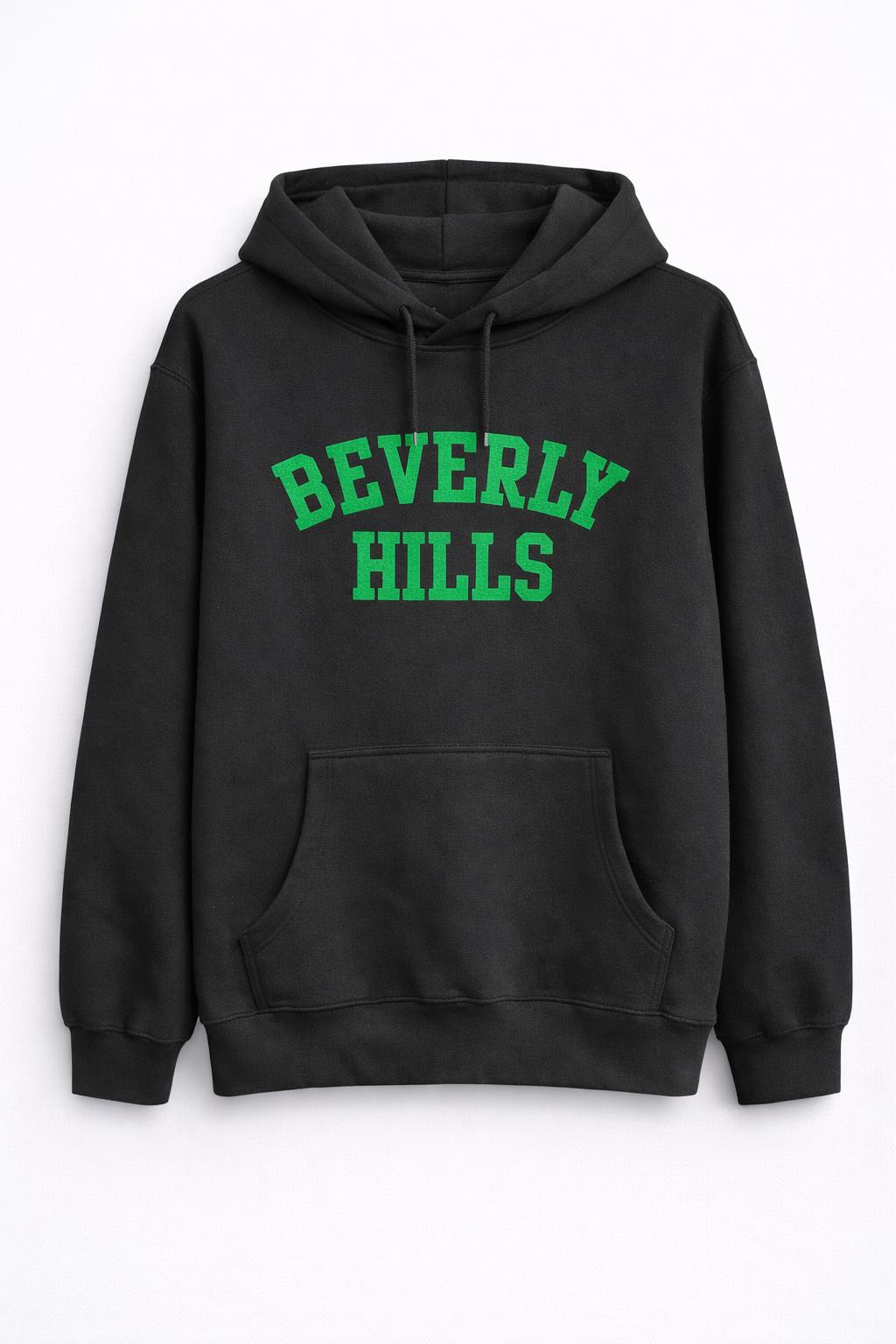 Beverly Hills Black With Green Puff Hoodie