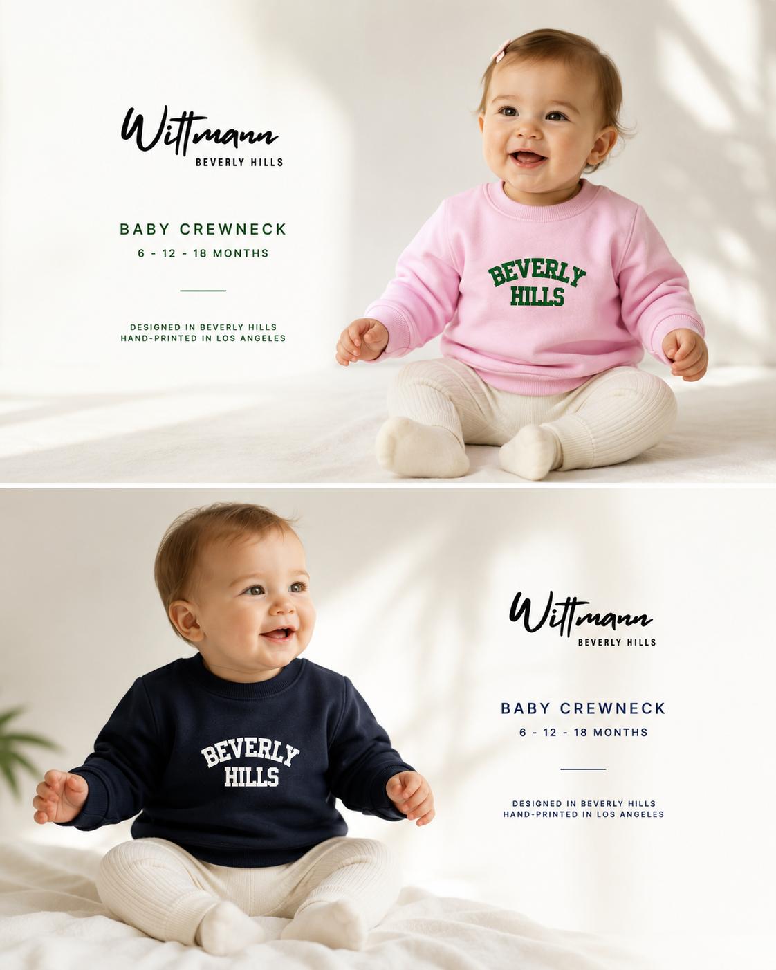 Sweatshirt Crewneck Beverly Hills for Baby Pink/Green, Navy/white