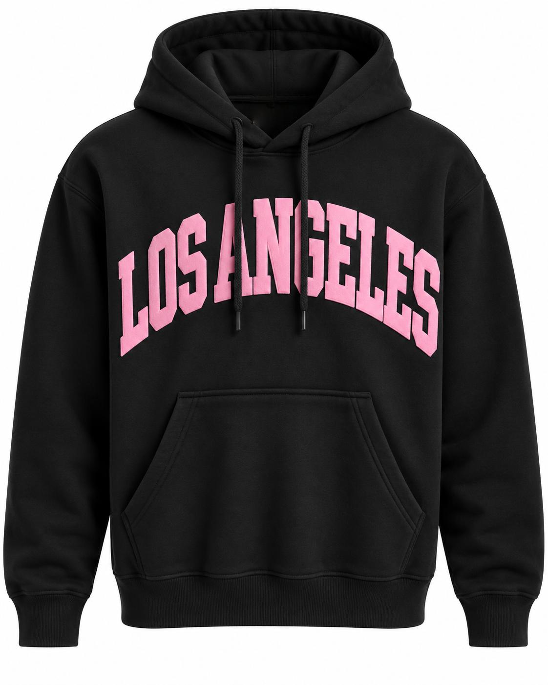 Los Angeles Black with Pink Puff Hoodie