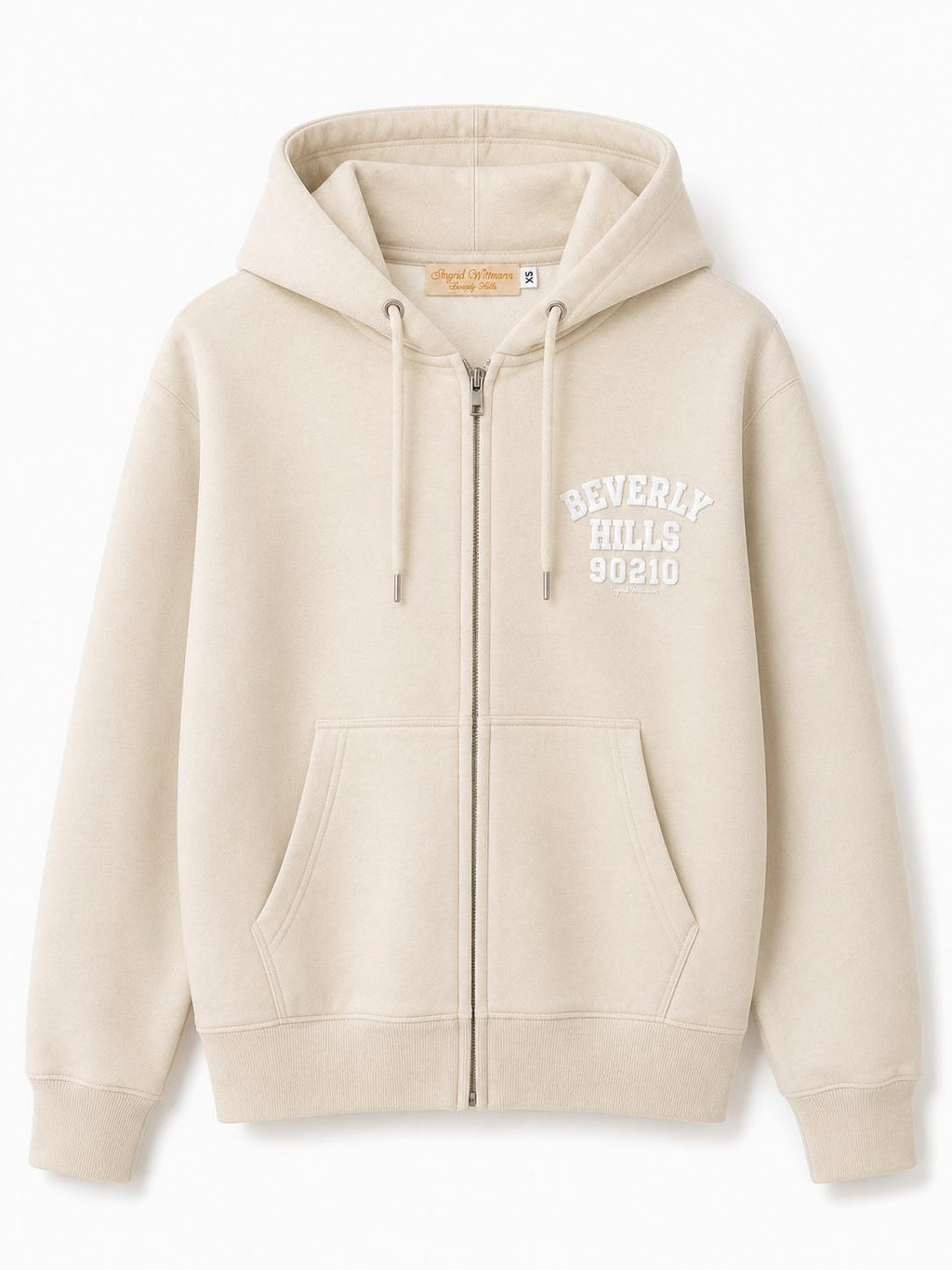 Beige Beverly Hills Zipper Sweater Beverly Hills Zipper 90210 With White Letters