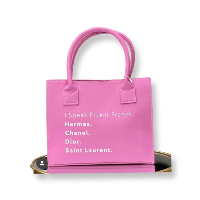 Pink Vegan mini tote bag ( French Fluent ) – Ingrid Wittmann